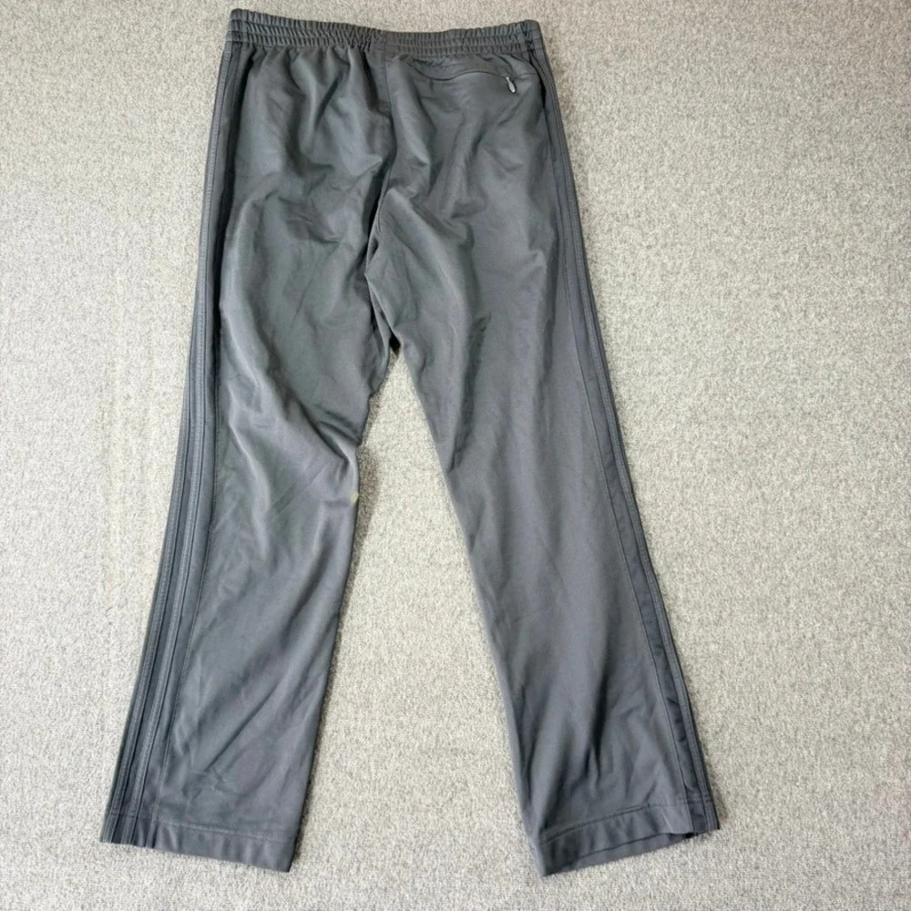 Adidas Mens Track Pants Charcoal Grey 3-Stripe Athletic Training Size Large